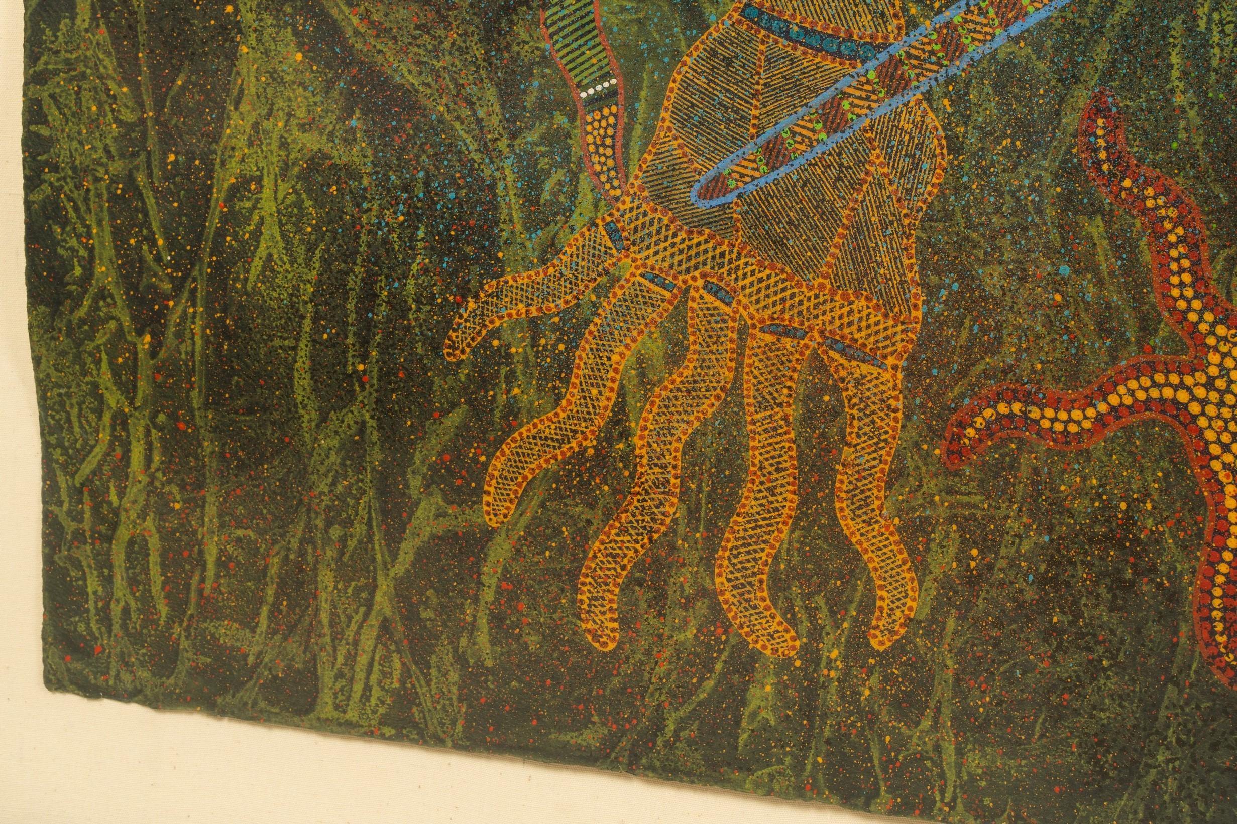 Australian Aboriginal Art Leanna Wanjidari Reid Signed Black Marlin Triptych For Sale 10
