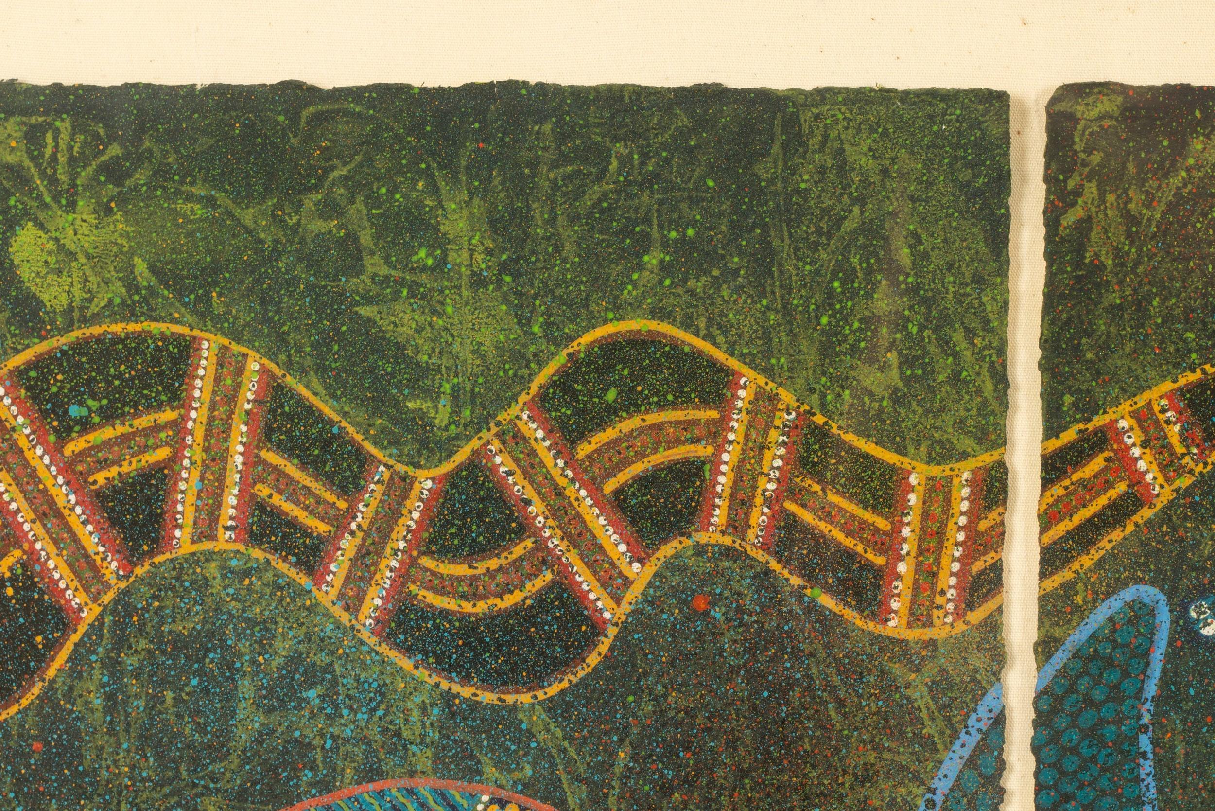 Triptyque en marlin noir d'art aborigène australien signé Leanna Wanjidari Reid en vente 1