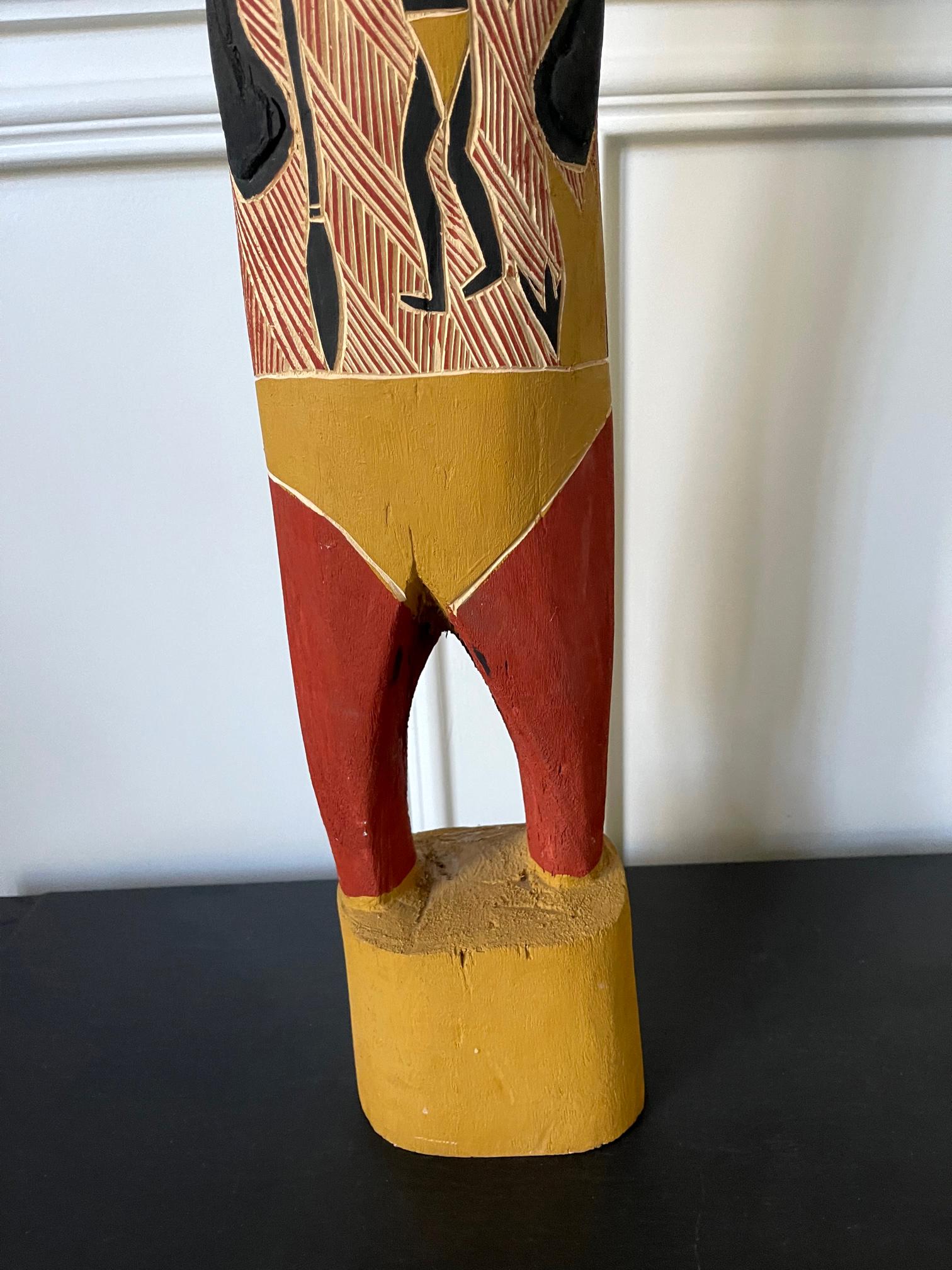 Folk Art Australian Aboriginal Carved Ancestor Figure with Ochre Paint For Sale