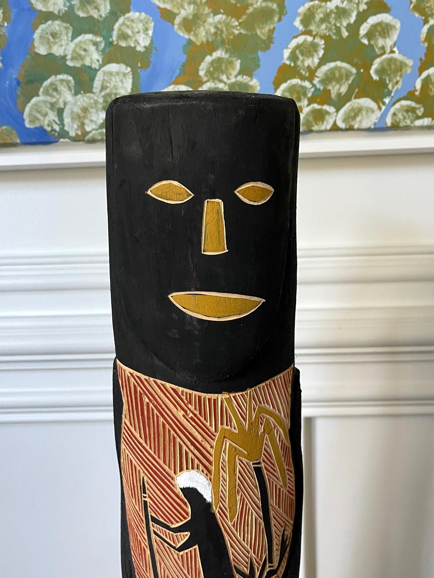 Hand-Carved Australian Aboriginal Carved Ancestor Figure with Ochre Paint For Sale