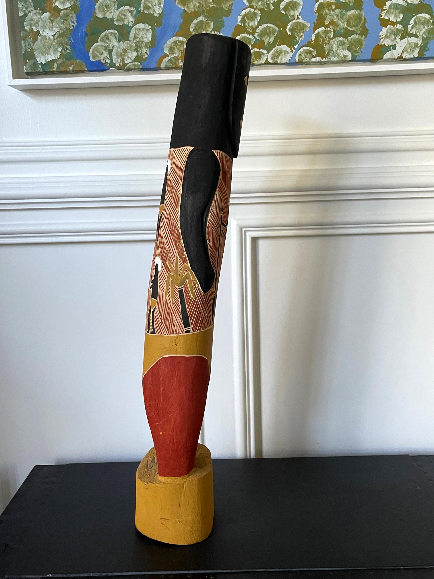 Australian Aboriginal Carved Ancestor Figure with Ochre Paint In Good Condition For Sale In Atlanta, GA