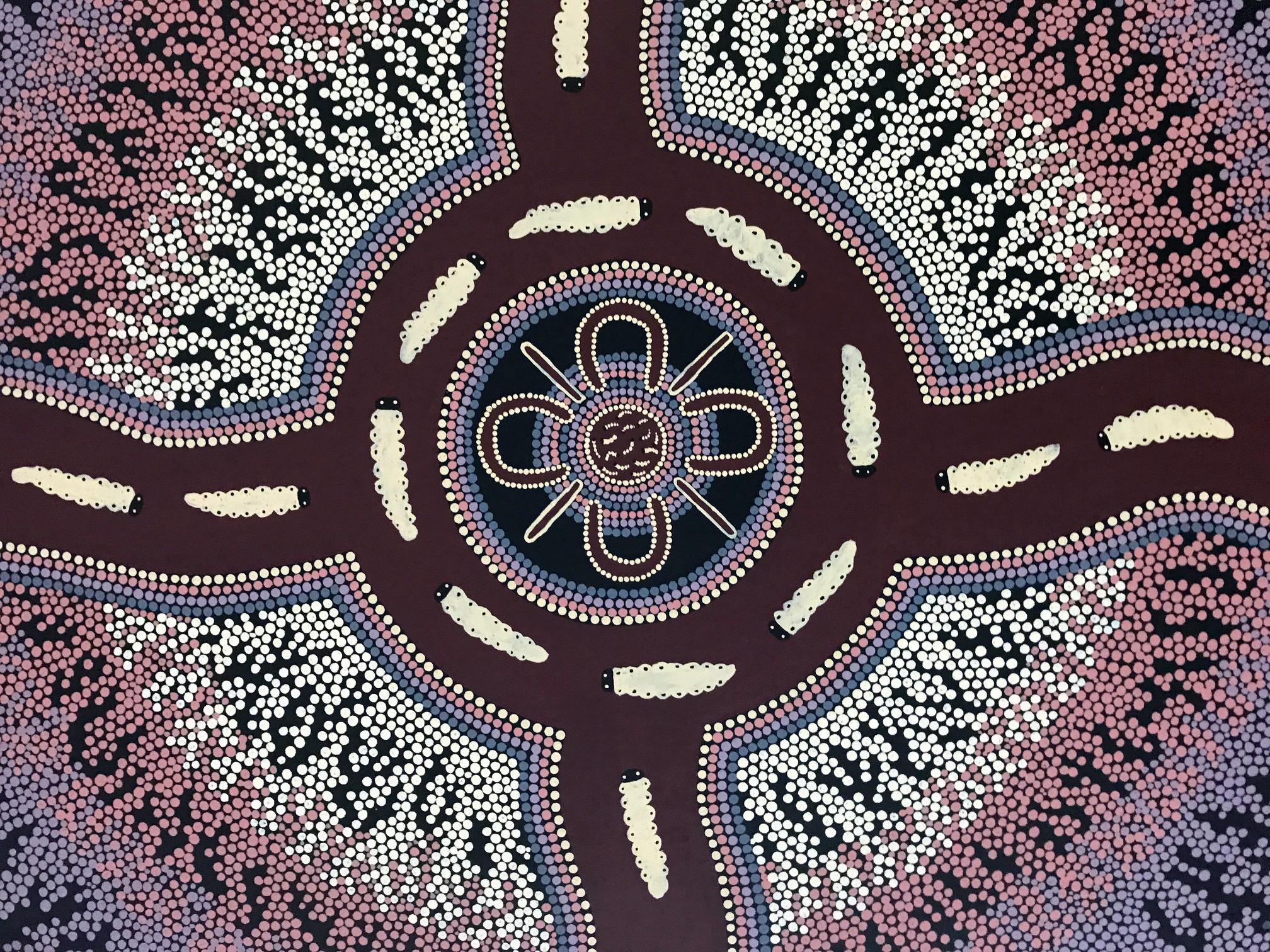 Tribal Australian Aboriginal Painting by Sam Dickensen For Sale