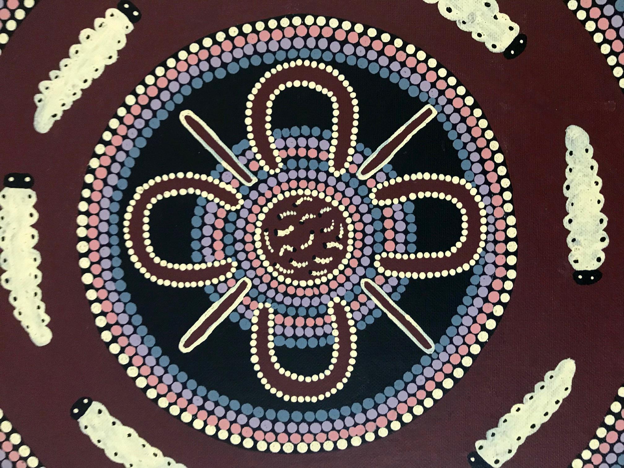 Canvas Australian Aboriginal Painting by Sam Dickensen For Sale