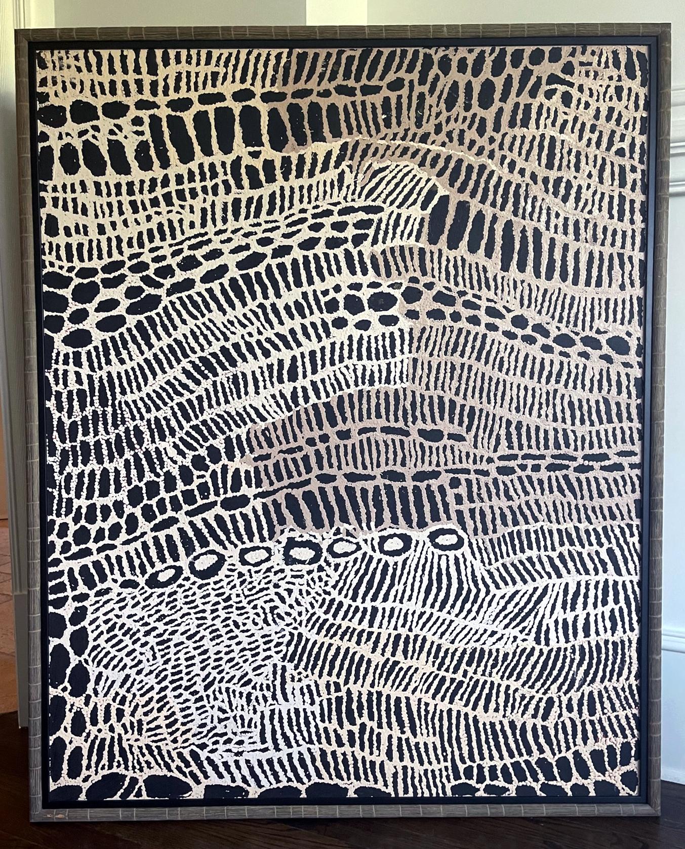 A stunning abstract painting by Australian Aboriginal artist Nyurapayia Nampitjinpa
(also known as Mrs. Bennett; 1935-2013). Entitled 
