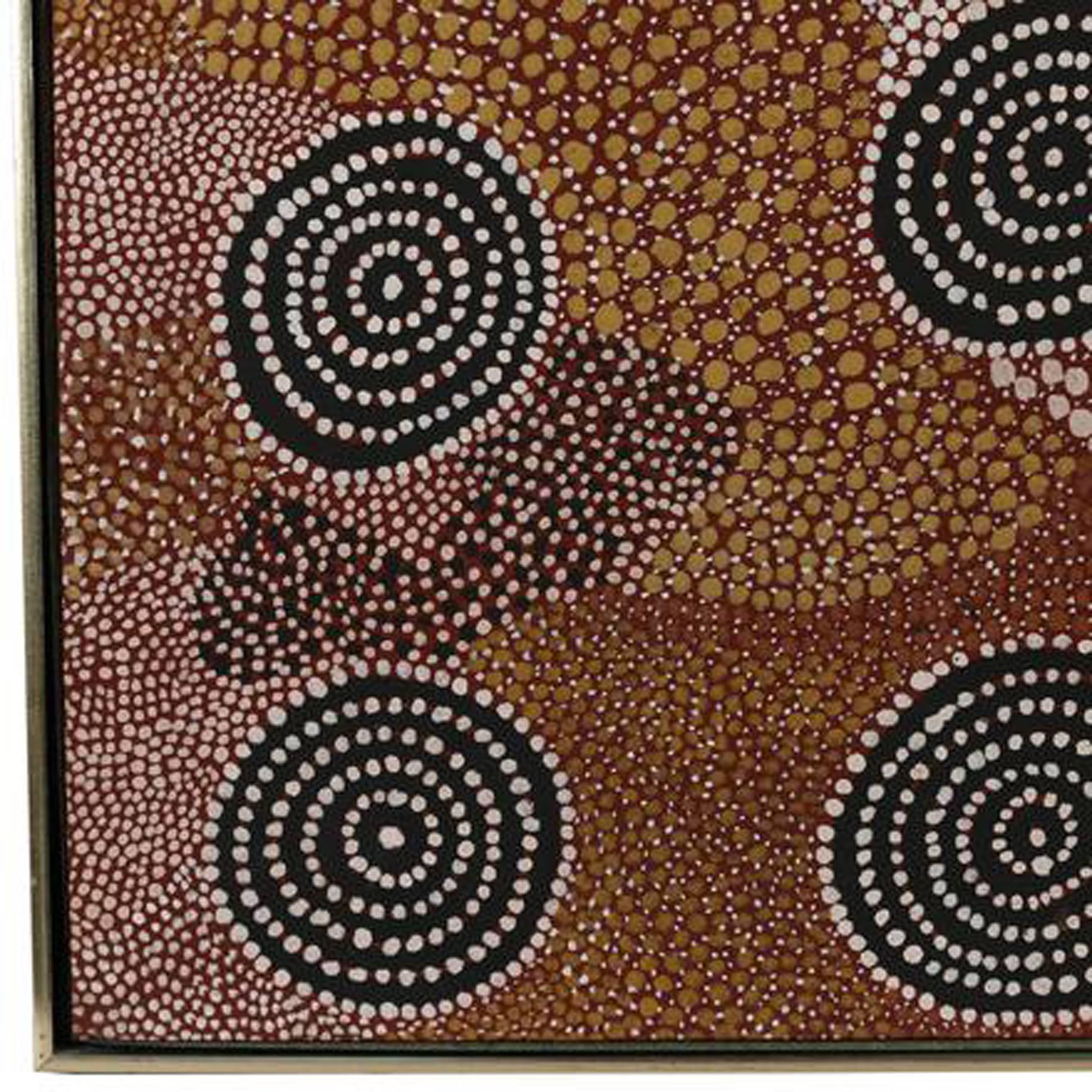 Folk Art Australian Aboriginal Painting, Johnny Warangula Tjupurrula, Kampara Landscape