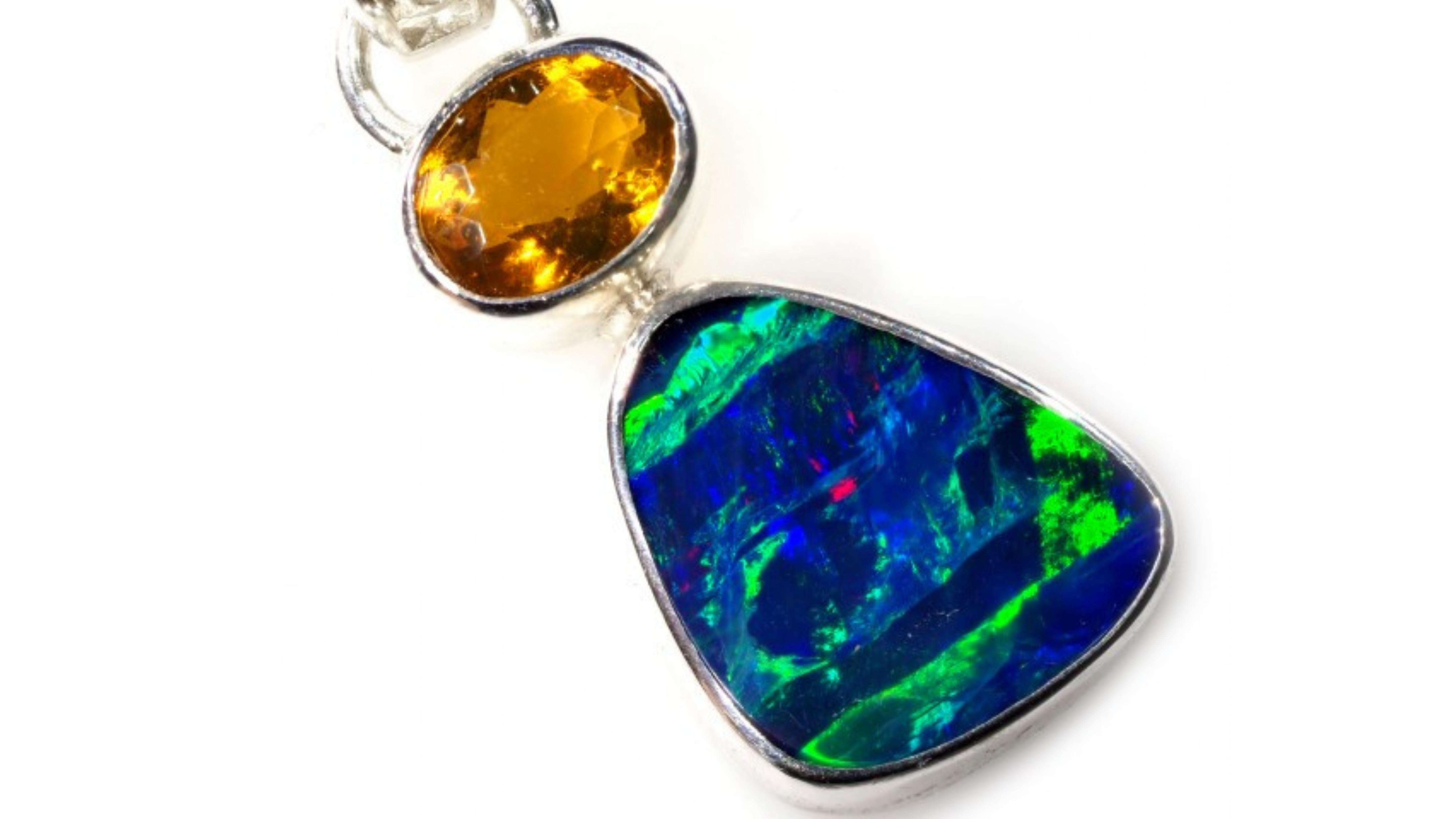 Contemporary Australian and Mexican Opal Necklace Sterling Silver For Sale