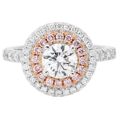Australian Argyle 1.02 Carat White Diamond Twin Diamonds Halo Engagement Ring