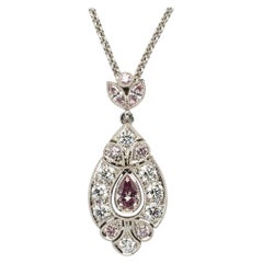 Australian Argyle Pear Cut Pink and White Diamond Pendant