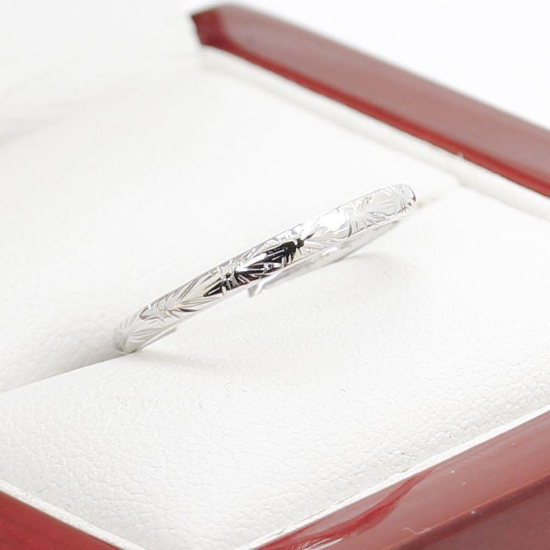 Australian Art Deco White Gold Engraved Band For Sale 1