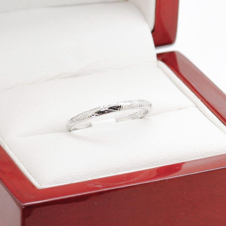 Australian Art Deco White Gold Engraved Band For Sale 2