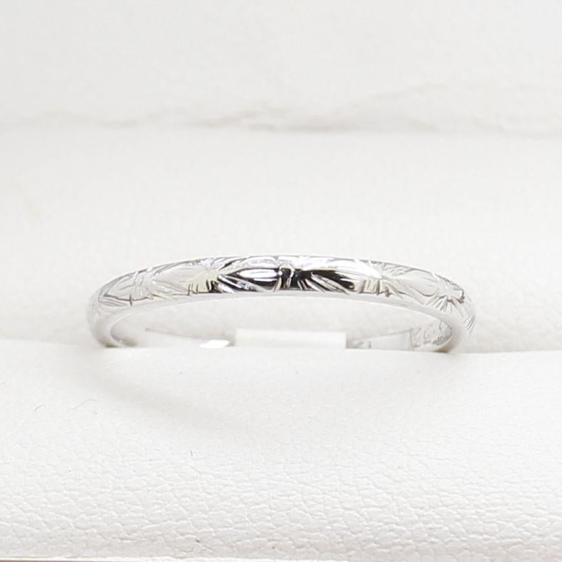 Australian Art Deco White Gold Engraved Band For Sale 3