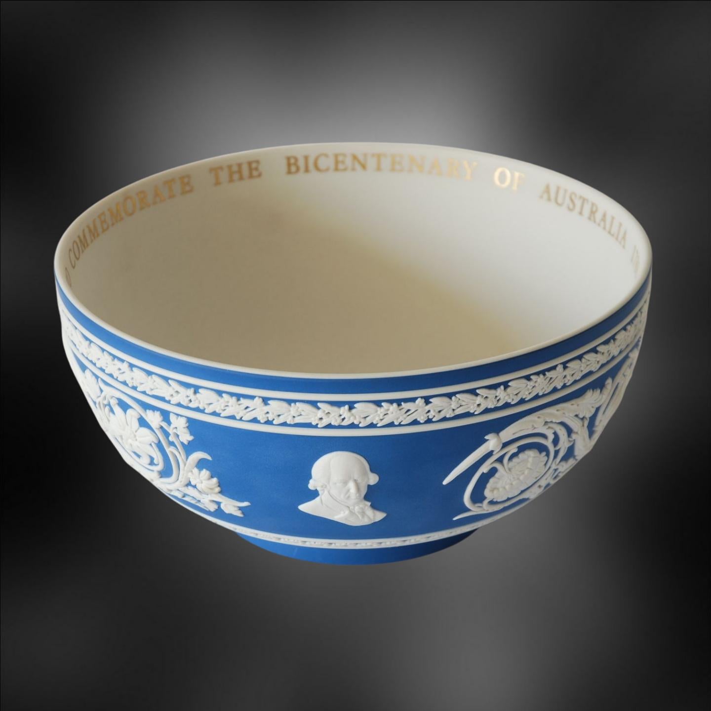 In Royal Blue dip; a colour normally reserved for Coronation commemoratives. One of only fifty made; made to mark the bicentenary of the foundation of the colony at Botany Bay.

The bowl features portraits of Captain James Cook and Commodore