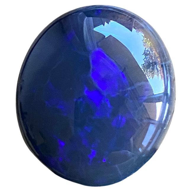 Australian Black Opal 21.27 Ct Oval Cabochon Dark Magic Indigo Blue Natural Gem For Sale