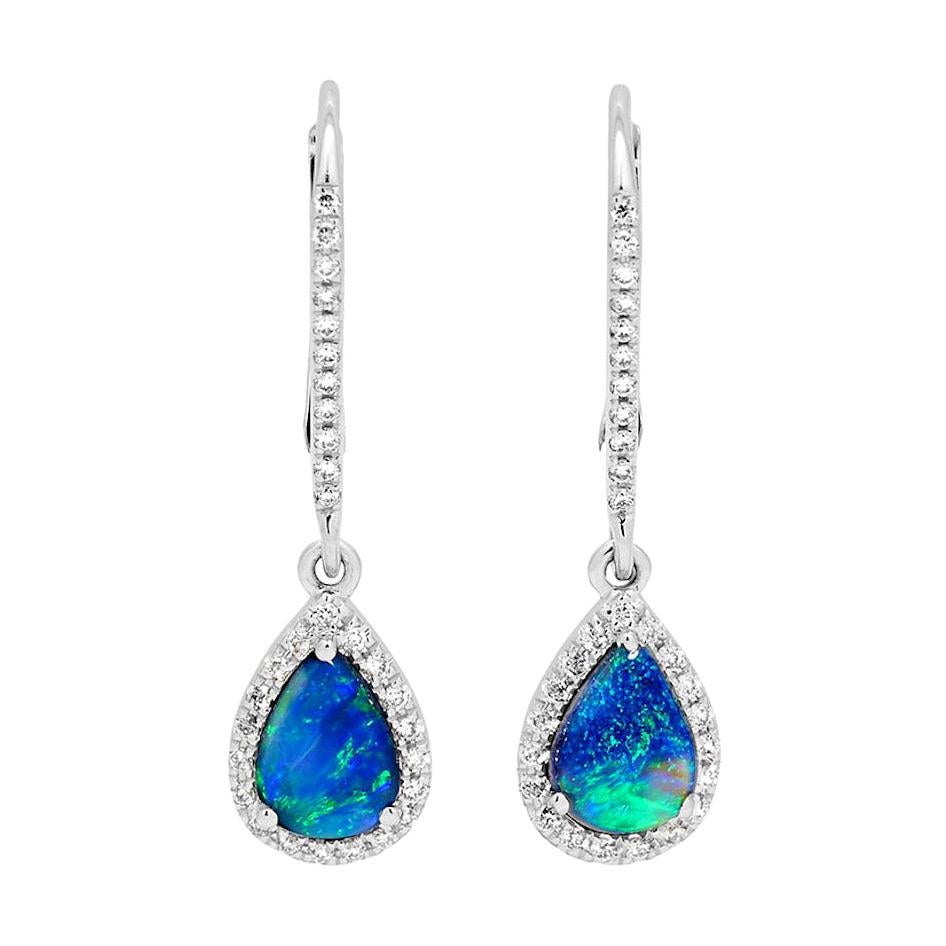 Opal, Diamond and 18K Gold Dangle Earrings at 1stDibs