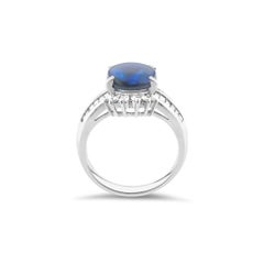 Australian Solid Black Opal Diamond Dress Ring