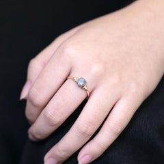 Australian Black Opal & Diamond Engagement Wedding Ring in 14k Yellow Gold