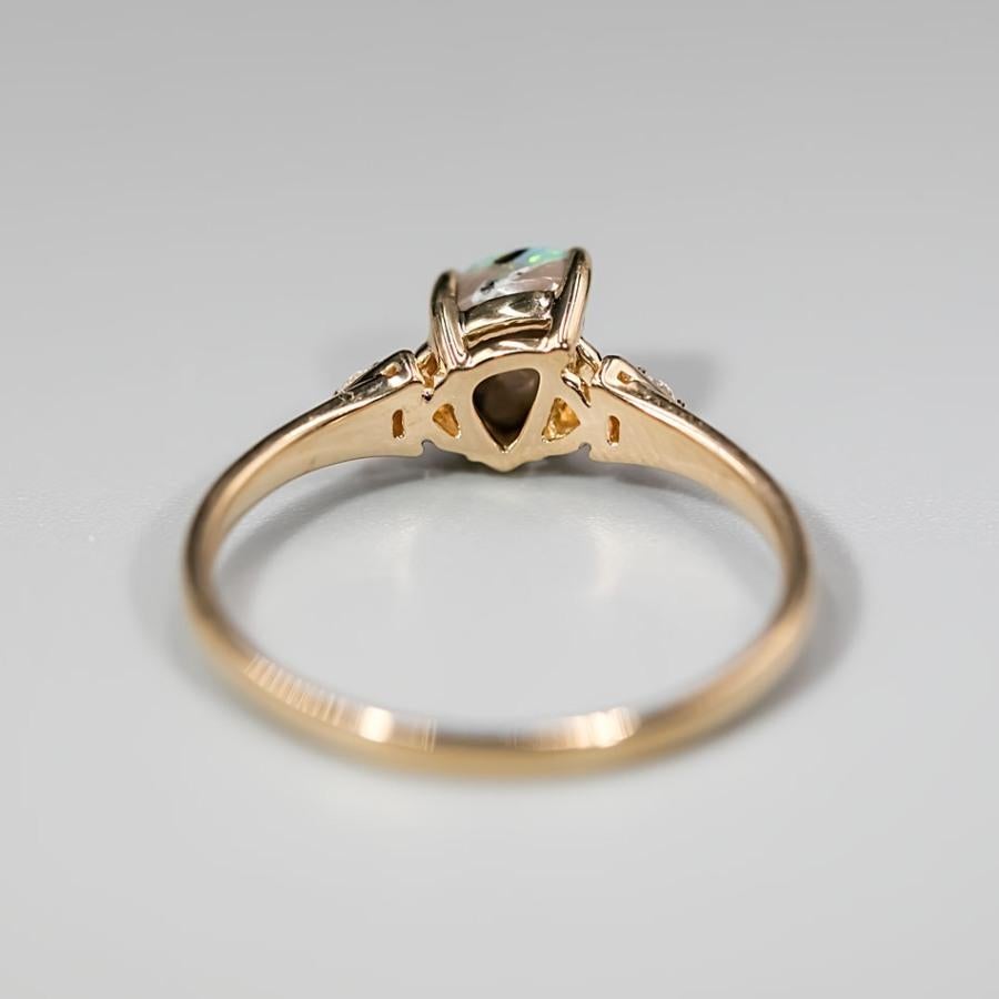 Australischer Schwarzer Opal & Diamant Verlobungsring in 18k Gelbgold im Zustand „Neu“ in Suwanee, GA