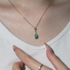 Australian Black Opal Diamond Necklace 14K Yellow Gold