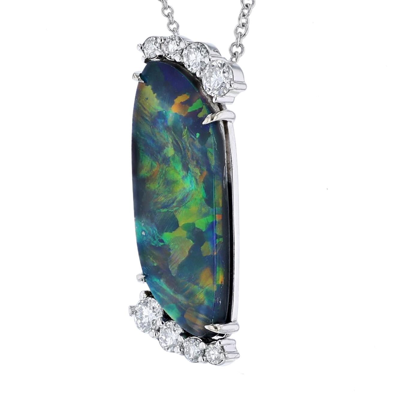 black opal and diamond necklace
