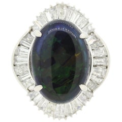 Australian Black Opal Diamond Platinum Cocktail Ring