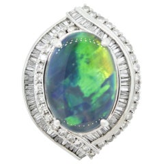 Australian Black Opal Diamond Platinum Cocktail Ring