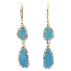 Orecchini pendenti con opale nero australiano e diamanti in oro giallo 14k