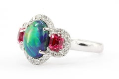 Australian Black Opal, Jedi Spinel and Diamond Ring