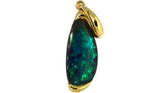 Australian Black Opal Pendant With Chain 18 Karat Yellow Gold