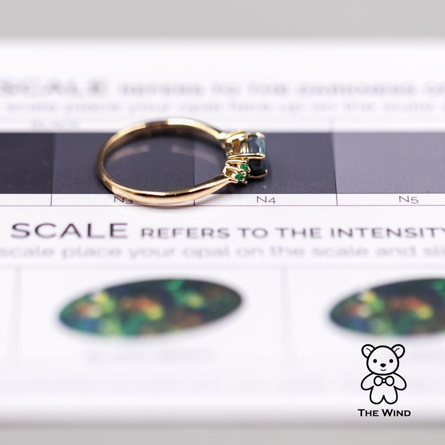 Australian Black Opal & Tsavorite Garnet Engagement Wedding Ring 18K Yellow Gold In New Condition For Sale In Suwanee, GA