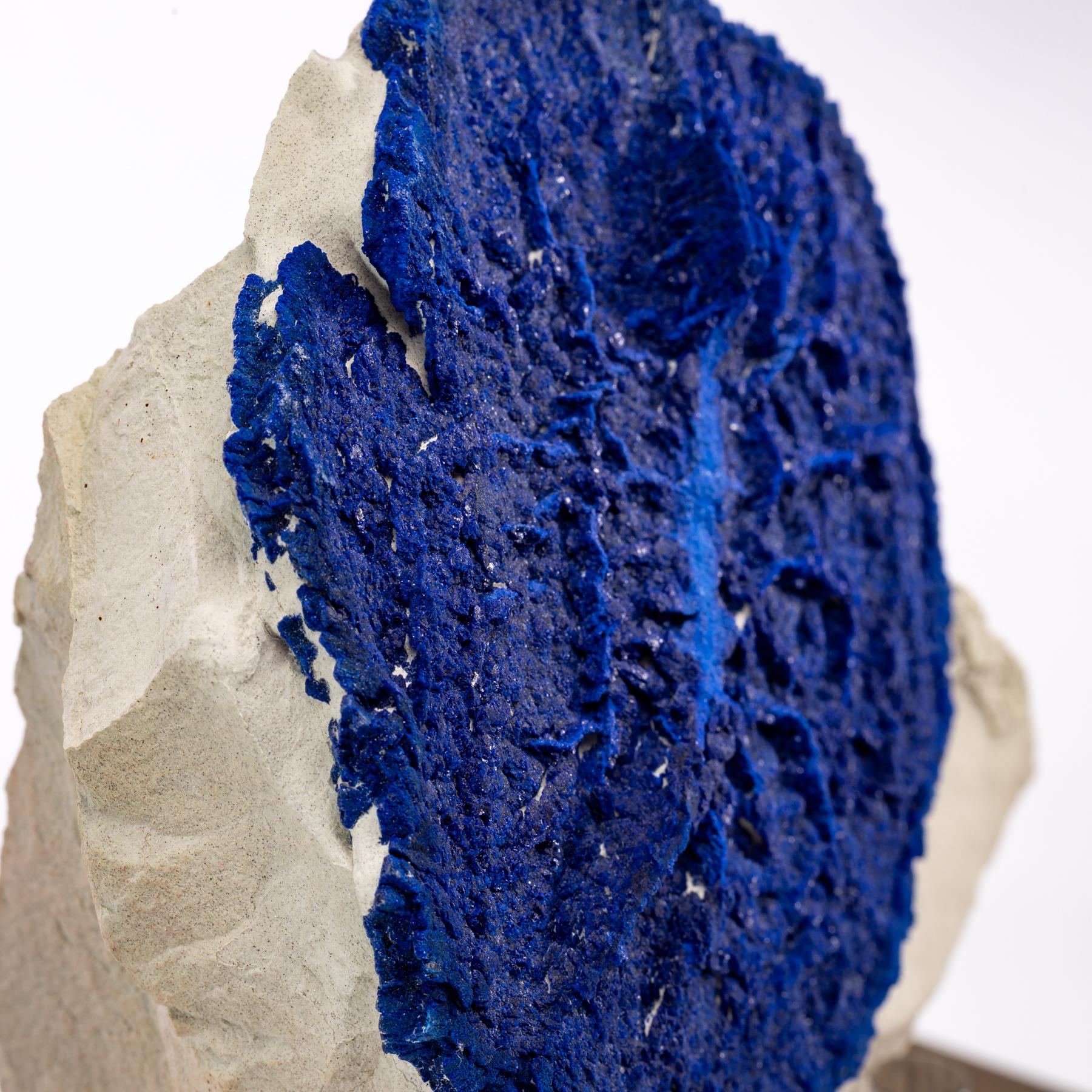 Contemporary Australian Blue Azurite Sun Specimen in Acrylic Custom Box