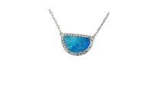 Australian Blue Opal Necklace Sterling Silver