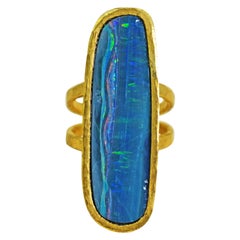 Australian Boulder Opal 22 Karat Yellow Gold Cocktail Ring