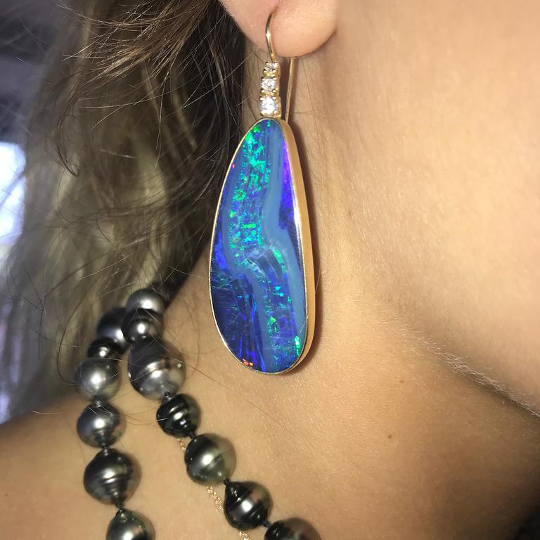 australian boulder opal and diamonds set in 18kt gold