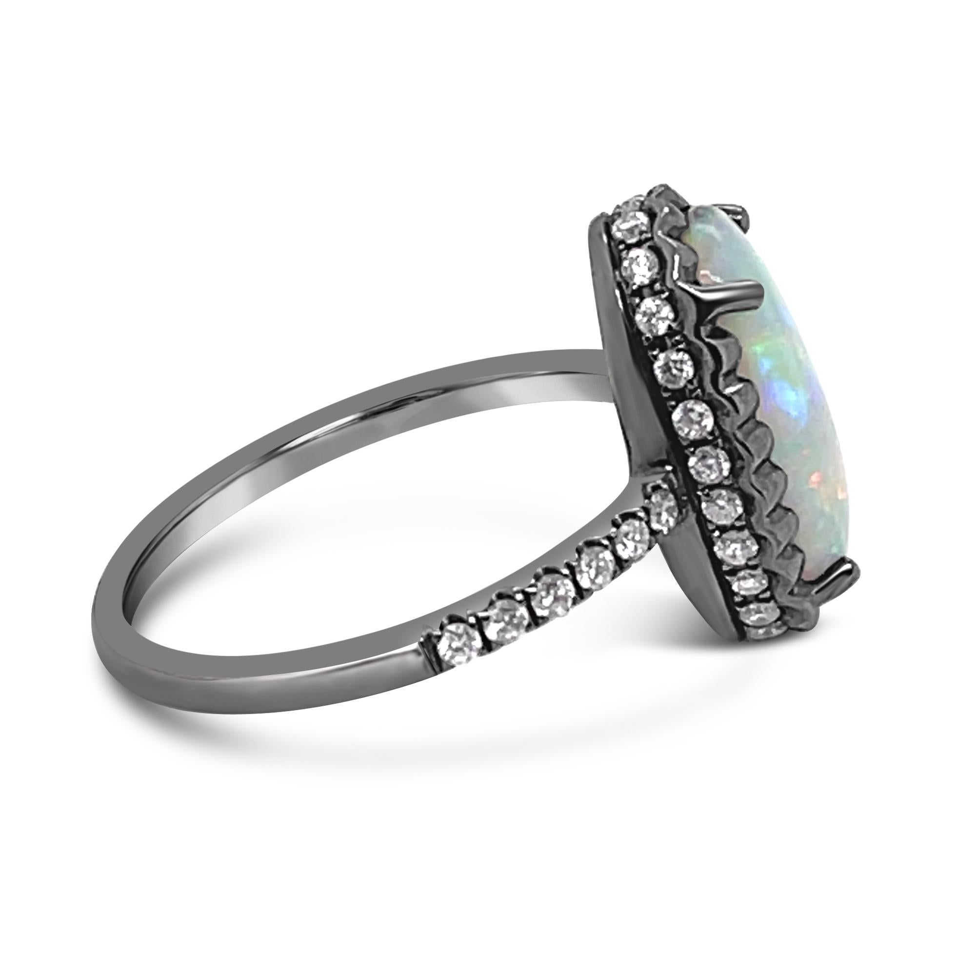 Contemporary Natural Australian 2.93ct Boulder Opal Engagement Ring 18K White, Yellow Gold For Sale