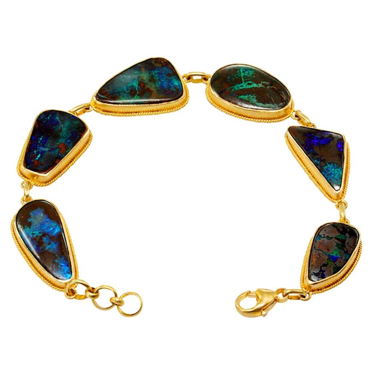 Steven Battelle Australian Boulder Opal Bracelet 18k Gold For Sale at  1stDibs
