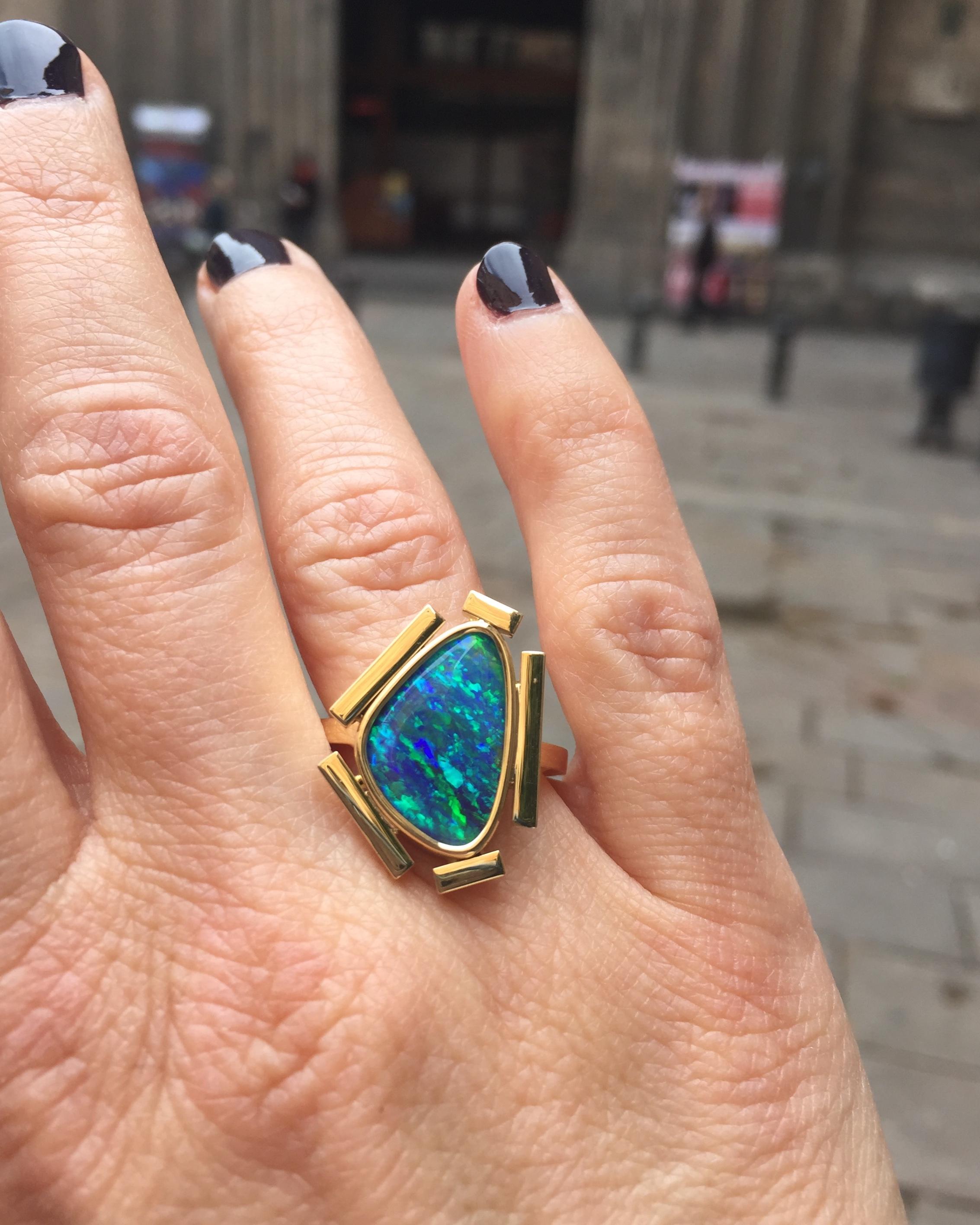 Australian Boulder Opal Cocktail Ring For Sale 1