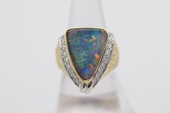 Australian Boulder Opal Diamond Gold Ring
