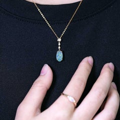 Australian Boulder Opal Diamond Necklace 14K Yellow Gold