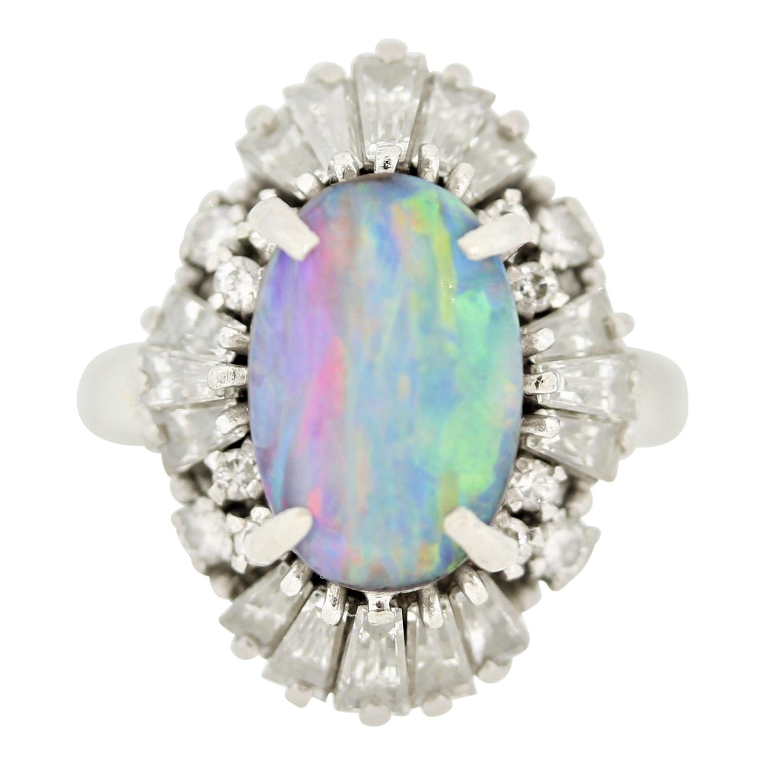 Black Australian Boulder Opal East West 14 Karat Gold Ring at