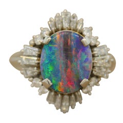 Australian Boulder Opal Diamond Platinum Ring