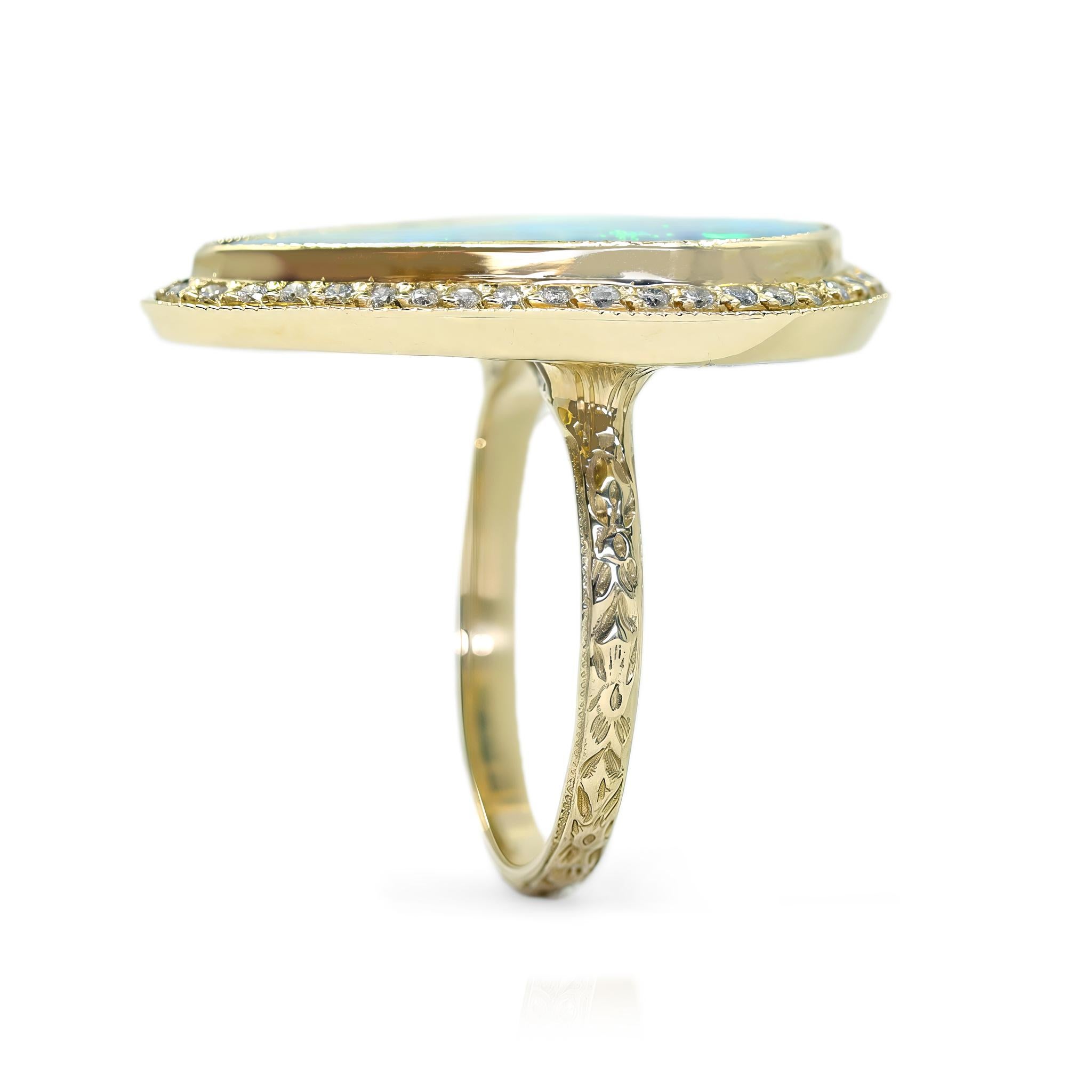 Donna Anello unico in oro giallo con diamante australiano Boulder Opal, Just Jules 2025 in vendita