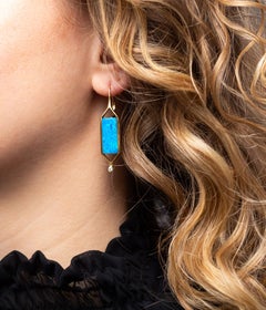 Natural Australian 10.02ct Boulder Opal Dangle Earrings in 18K Yellow Gold