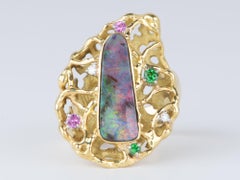 Australian Boulder Opal Modernist Design Statement Ring 18K Gold 14.2g V1112