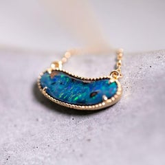 Australian Boulder Opal Necklace 18K Yellow Gold