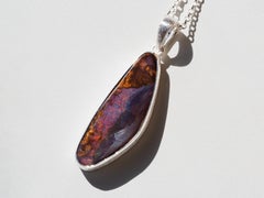 Australian Boulder Opal Necklace Sterling Silver Pendant 15.7ct gift