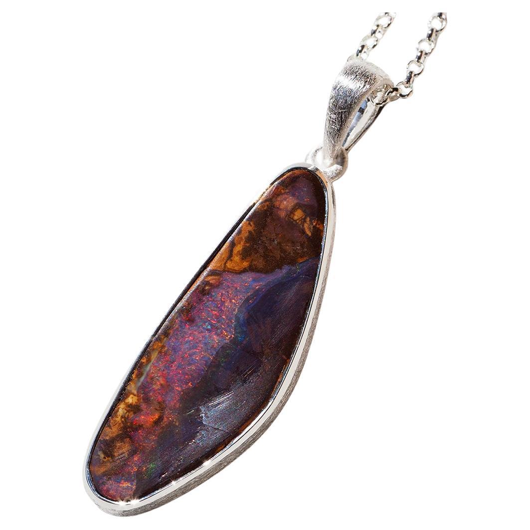 Collana di opale australiano Boulder Ciondolo in argento sterling 15,7ct regalo