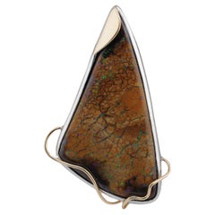 Australischer Boulder-Opal-Anhänger aus Sterling Silber mit 18k Gold-Akzenten