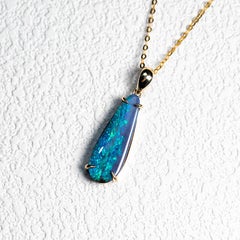 Australian Boulder Opal Pendant Necklace 14K Yellow Gold