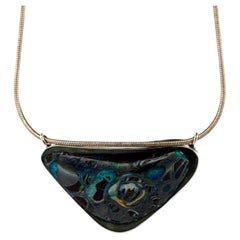 Australian Boulder Opal Pendant Necklace Sterling Silver Custom Bezel 20” Chain