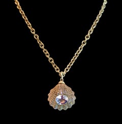 Australian Boulder Opal Shell Pendant, with Amethyst and 14k Gold